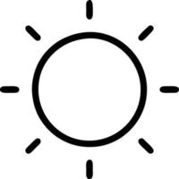 icono de sol en fondo blanco, ilustración del símbolo de icono de sol en negro sobre fondo blanco vector