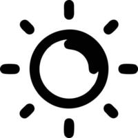 icono de sol en fondo blanco, ilustración del símbolo de icono de sol en negro sobre fondo blanco vector