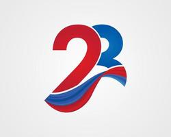 logotipo de la letra creativa 23, diseño inicial 23 vector