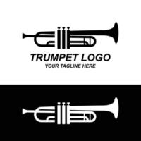 diseño de logotipo de trompeta, generar melodía, ilustración de boceto de vector de instrumento musical