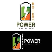 Battery Logo Design, Technology Charging Illustration, Company Brand Vector