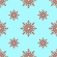 Vector vibrant seamless pattern of red snowflakes on light blue background. Perfect for textile, wallpapers, web sites, wrapping, postcard. Winter, Christmas and New Year concept
