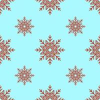 Vector vibrant seamless pattern of red snowflakes on light blue background. Perfect for textile, wallpapers, web sites, wrapping, postcard. Winter, Christmas and New Year concept