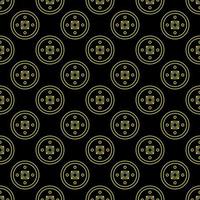 Pattern of Chinese coin on black background for web sites, textile, wallpapers vector
