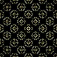 Pattern of Chinese coin on black background for web sites, textile, wallpapers vector