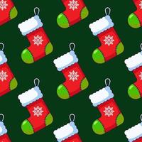 Vibrant pattern of cartoon Christmas sock. Winter, holiday and present concept vector