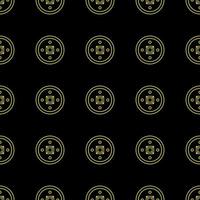 Vector seamless pattern of Chinese coin on black background