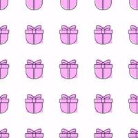 Seamless pattern of pink giftbox on white background. Colorful picture for web sites, apps, wallpapers, printing. Christmas, winter and New Year concept vector