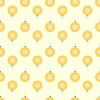 Colorful seamless pattern of flat Christmas bauble with snowflake on beige background vector