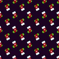 seamless, patrón, de, navidad, calcetín, en, fondo negro vector