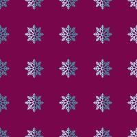 Vector seamless pattern of snowflakes on dark crimson color background. Perfect for textile, wrapping, fabric, wallpapers. Winter, Christmas and New Year concept