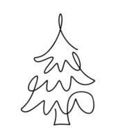 Christmas vector pine fir tree line art. Continuous one line drawing. illustration minimalistic design for xmas and New Year type concept