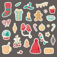 set of Christmas isolated icons on a white background. Winter holiday symbols. New year decoration vector