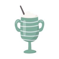 ilustración vectorial aislada de un vaso o taza con asas con batido y paja para beber. vector