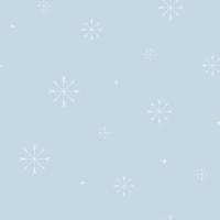 Vector illustration seamless pattern. Minimalistic white snowflakes on a blue background. Winter and Christmas decoration for fabrics and wrapping paper.