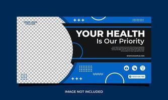 Health care services horizontal banner template design vector