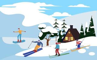 Winter outdor peoples vector