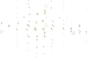 textura de vector verde claro con notas musicales.