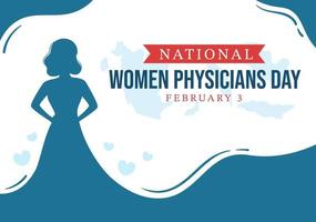 National Women Physicians Day on February 3 to Honor Female Doctors Across the Country in Flat Cartoon Hand Drawn Templates Illustration vector