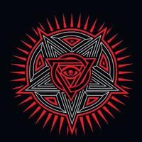 occult sign pentagram, grunge vintage design t shirts vector