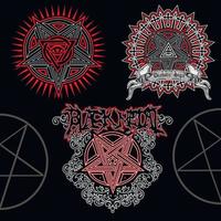 occult sign pentagram, grunge vintage design t shirts vector