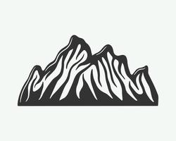 Vintage retro mountain in woodcut style. Can be used for logo, badge or emblem design. Monochrome Graphic Art. Vector Illustration.