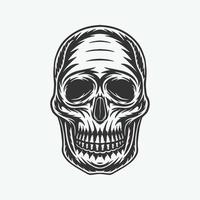 Vintage retro scary skull head anatomy. Can be used like emblem, logo, badge, label. mark, poster or print. Monochrome Graphic Art. Vector. vector