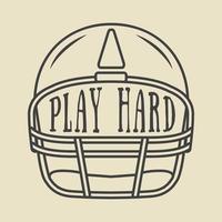 Vintage american football or rugby helm with motivation slogan. Vector illustration