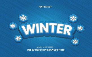 Winter Lettering Effect Template. 3D Text Effects vector