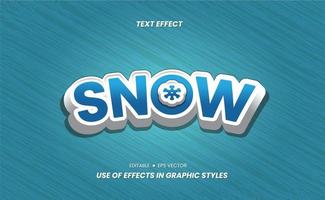 plantilla de efecto de letras de nieve. efectos de texto 3d vector