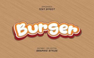 apariencia del efecto de texto - con la palabra hamburguesa vector