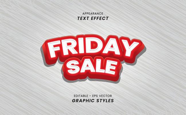 Appearance of the text effect - with the words Friday Sale