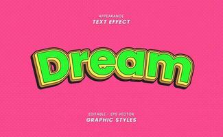 Appearance Text Effect - With Editable Word Dream. vector