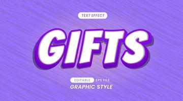 Text Effects - 3D Gifts Editable Text. vector