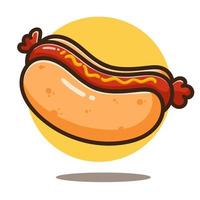 illustration of cute cartoon hot dog good for sticker vector