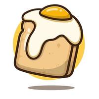 illustration of bread cartoon with fried eggs vector good for icon restaurant, sticker.