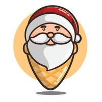 ilustración de lindo helado de santa de dibujos animados bueno para pegatina. vector