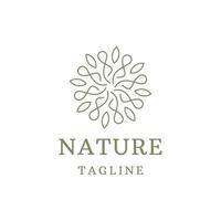 Nature boutique of leaf line logo icon design template vector