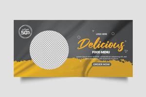 Food menu web banner social media post with restaurant social cover banner promotion template vector