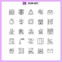 25 Icons in Line Style. Outline Symbols on White Background. Creative Vector Signs for Web mobile and Print.