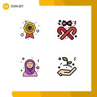 Set of 4 Modern UI Icons Symbols Signs for best quality arabic ribbon christmas business startup Editable Vector Design Elements