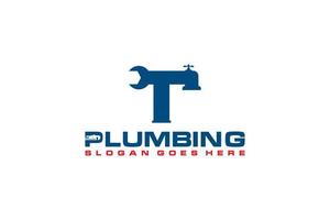 T Initial for Plumbing Service Logo Template, Water Service Logo icon vector. vector