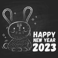 Rabbit chalk new year chalk board vector