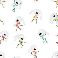 Dancing rabbits seamless pattern vector