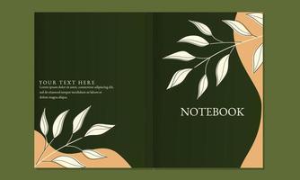 set of green color book cover designs with abstract leaf elements. natural background. A4 size for notebooks, diaries, journals, posters. vector