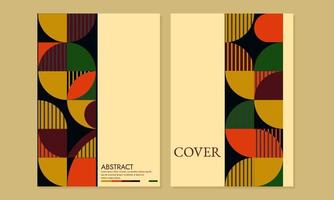 bauhaus circle retro cover design set. abstract geometric background. A4 size for posters, catalogs, journals, annual books, notebooks vector
