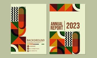 diseño de portada de informe anual con patrón bauhaus abstracto. fondo retro geométrico. tamaño a4 para libros, revistas, catálogos, folletos, carteles vector