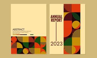 diseño de afiches retro bauhaus. plantillas de portada modernas abstractas patrón geométrico suizo círculo líneas cuadradas. para portadas de libros, informes anuales, revistas, catálogos vector