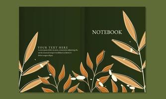 set of green color book cover designs with abstract leaf elements. natural background. A4 size for notebooks, diaries, journals, posters. vector