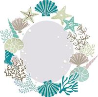 Art deco frame in ocean theme vector